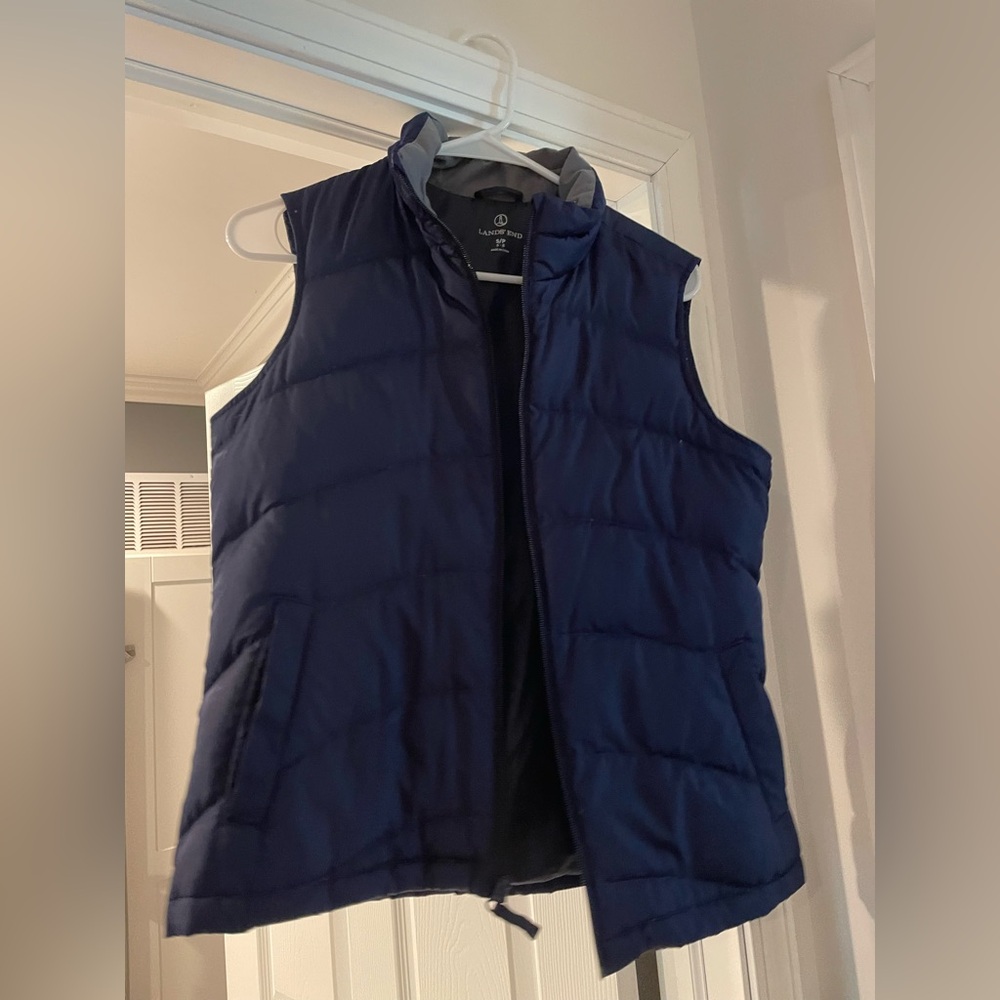 Lands' End Navy Quilted Puffer Vest